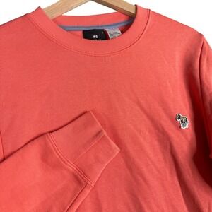 PS Paul Smith Mens Zebra Logo 100% Cotton Crewneck Sweatshirt Coral Pink Size S